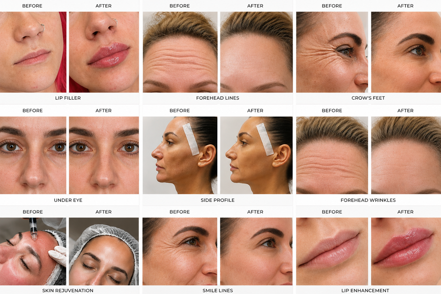 Before and after aesthetic treatment results